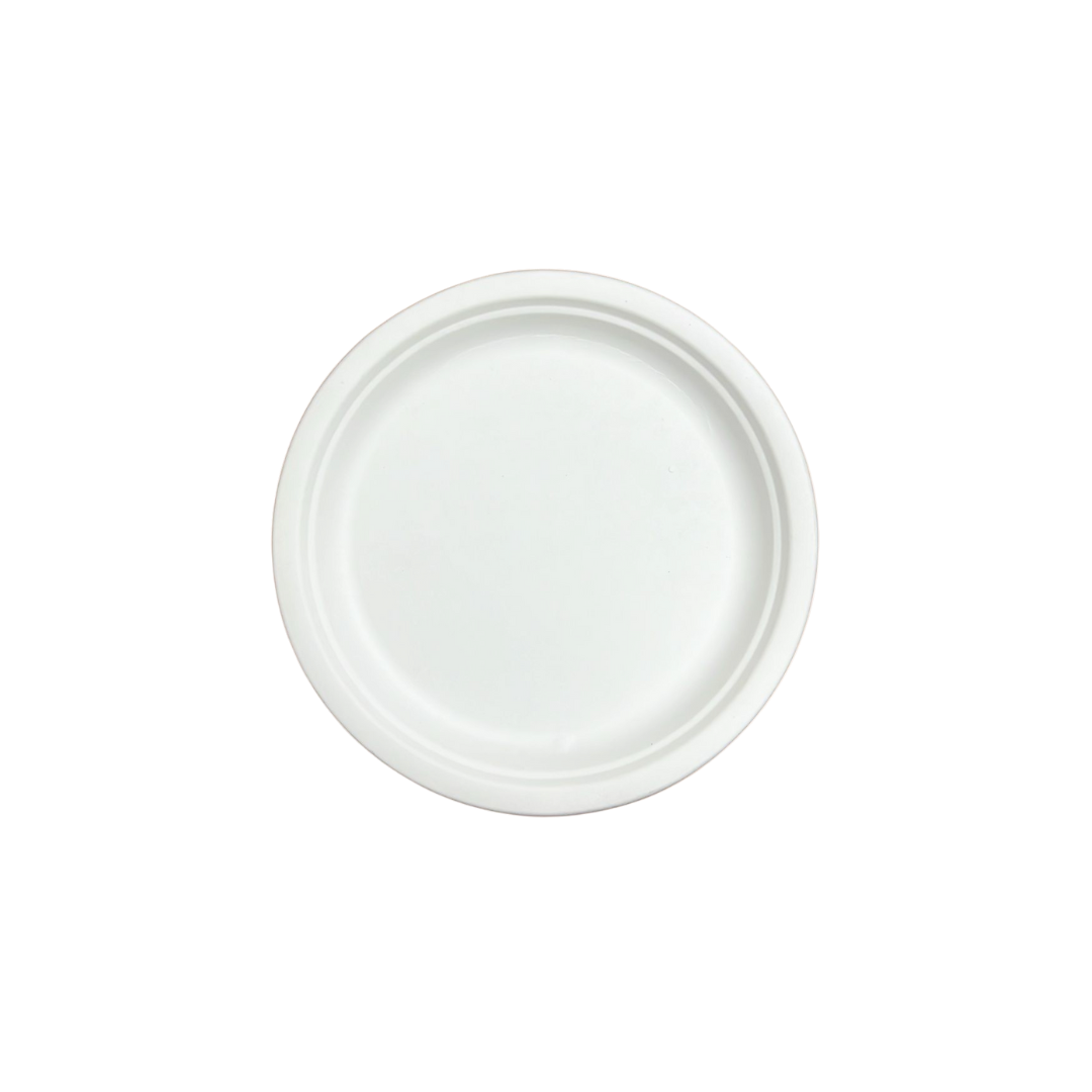 Farfurii BIO rotunde albe, diametru 22 cm, 50 buc/set